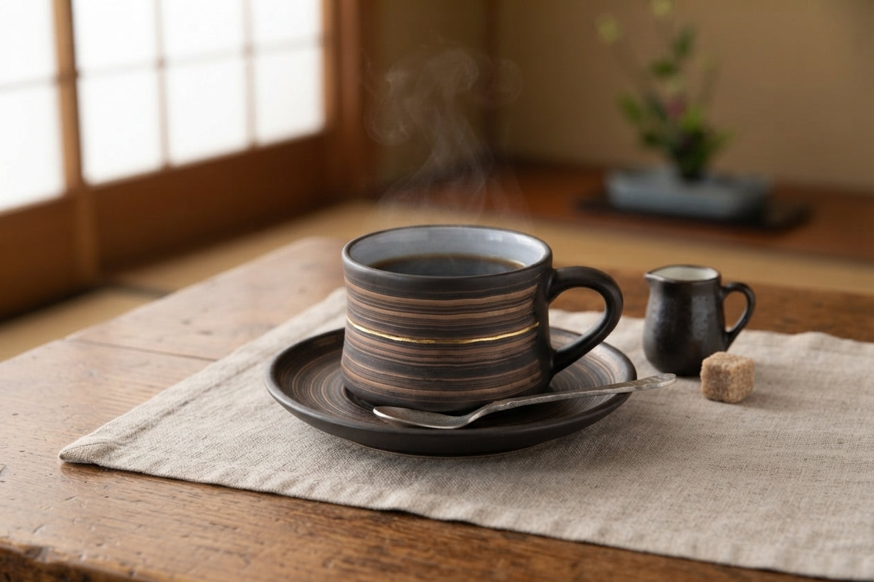 珈琲碗皿 珈琲碗皿（金）｜朔 saku｜コーヒーカップ＆ソーサー・贈り物に – 粋な
